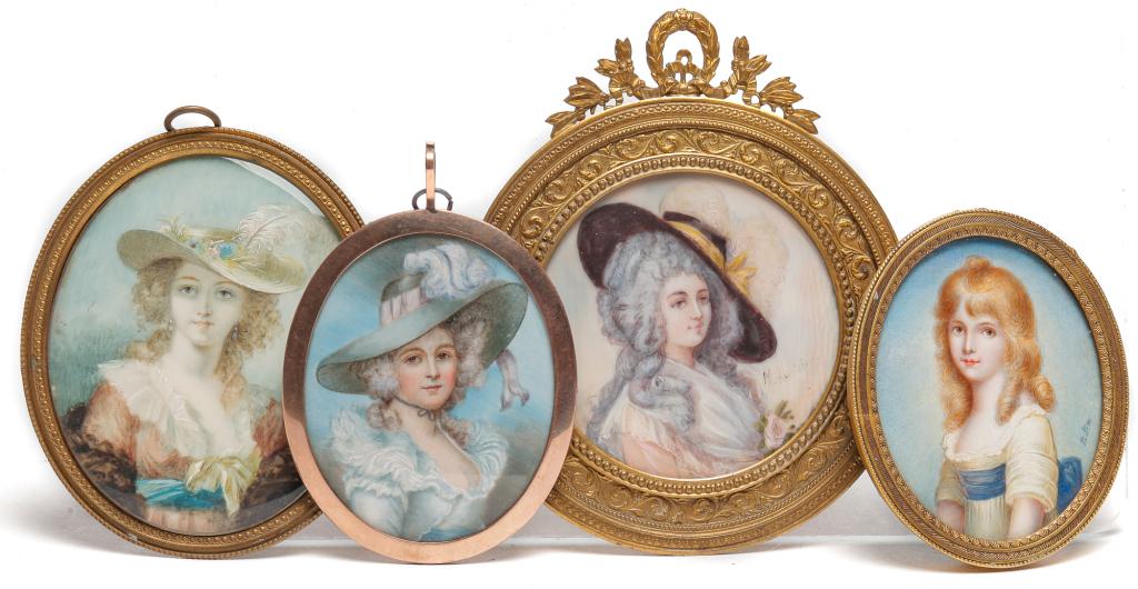 FOUR MINIATURE PORTRAITS OF WOMEN AND A GIRL. (1 of 6)