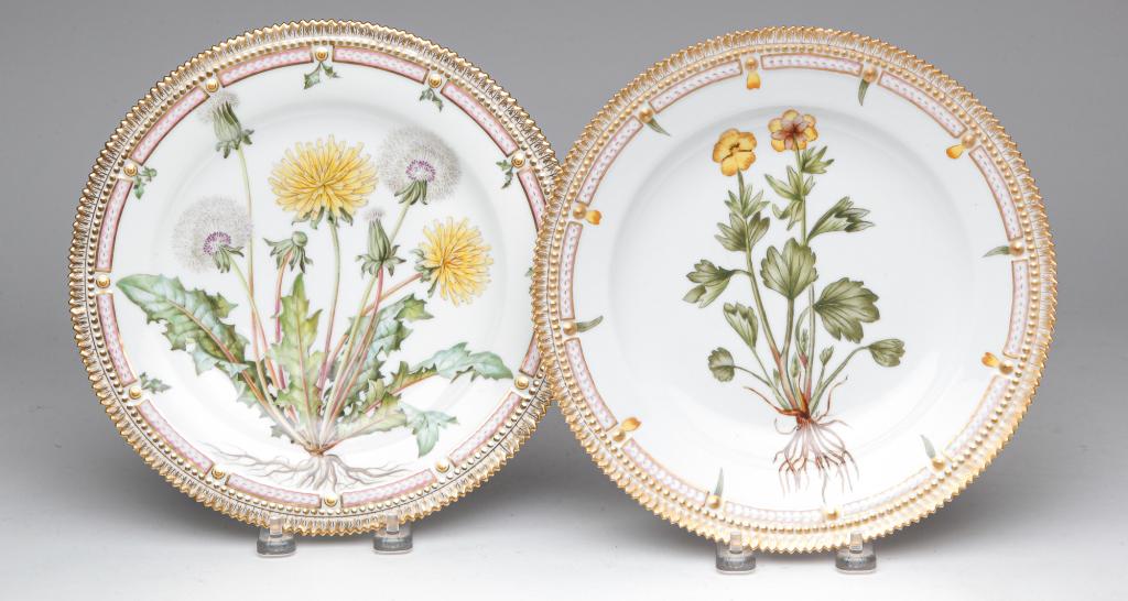 TWO ROYAL COPENHAGEN FLORA DONICA PLATES. (1 of 5)