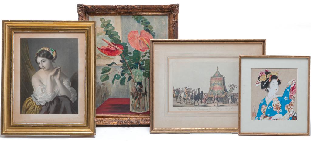 FOUR FRAMED PIECES. (1 of 5)