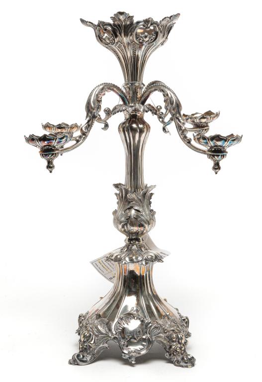 ENGLISH SHEFFIELD SILVER PLATE EPERGNE. (1 of 5)