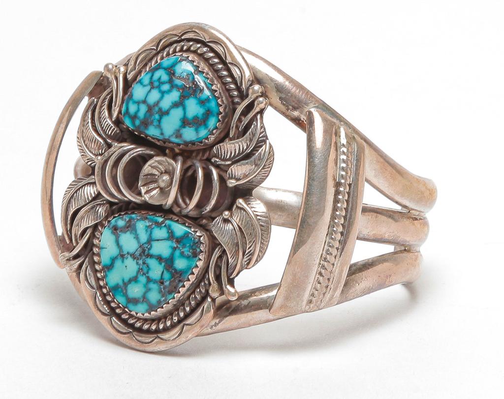 ANDY LEE KIRK SILVER AND TURQUOISE BRACELET. (1 of 5)