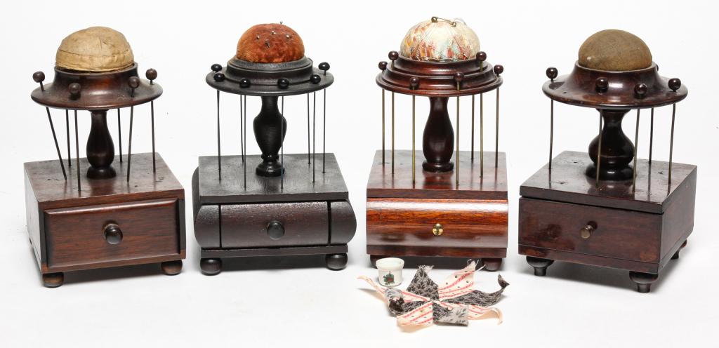 FOUR SIMILAR SEWING CADDIES. (1 of 4)