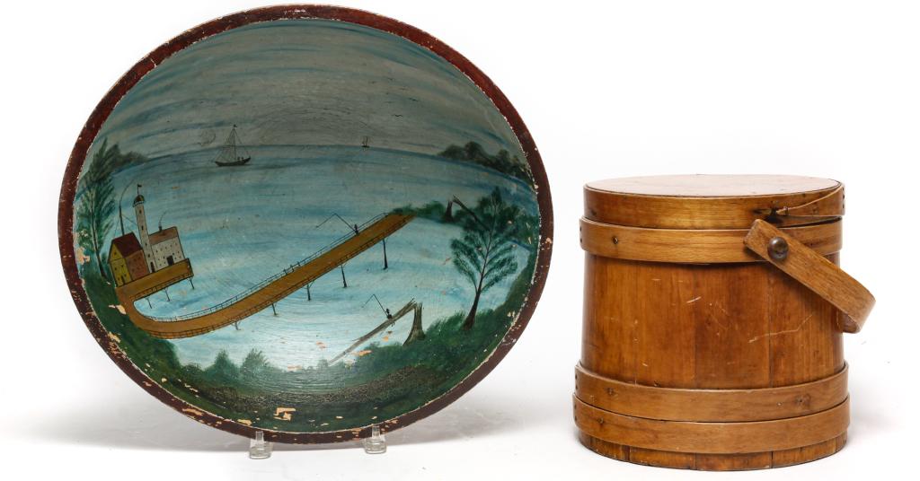 TWO AMERICAN WOODEN PIECES. (1 of 3)