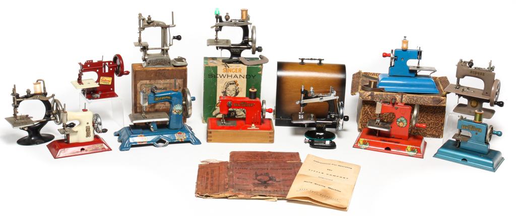 TWELVE AMERICAN CHILD-SIZE SEWING MACHINES. (1 of 7)