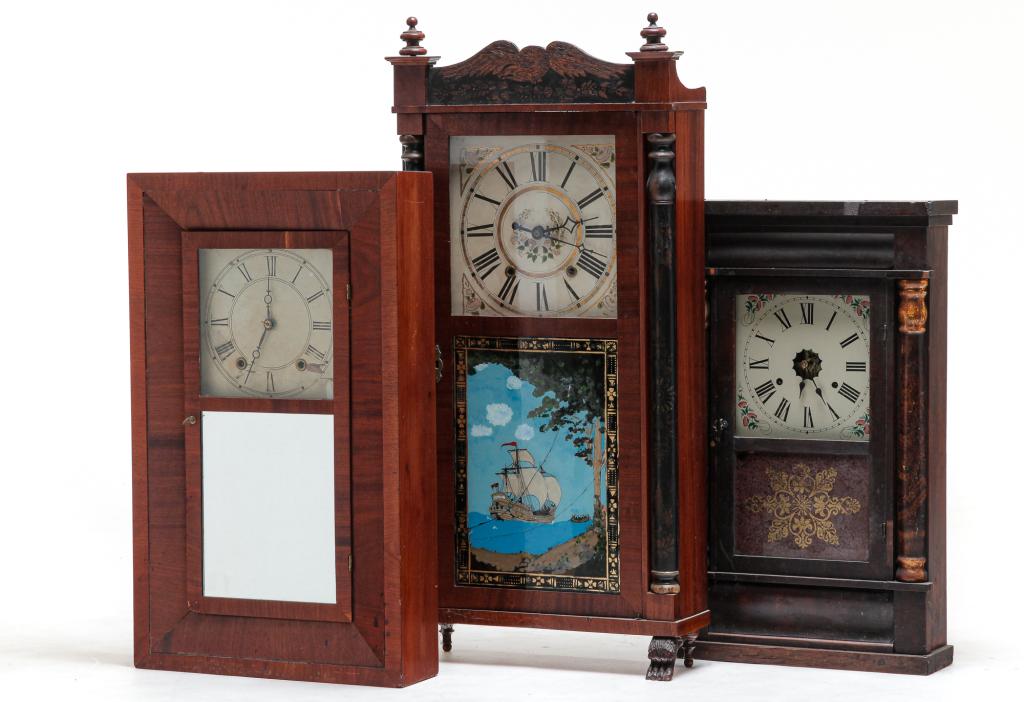 THREE AMERICAN MANTEL CLOCKS. (1 of 5)