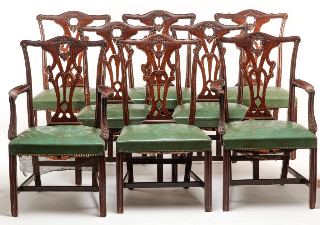 EIGHT CENTENNIAL CHIPPENDALE DINING CHAIRS. (1 of 6)
