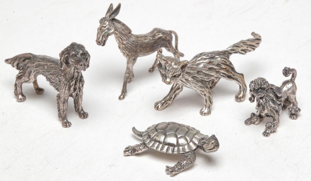 FIVE VINTAGE STERLING CARTIER MINIATURE ANIMALS. (1 of 4)