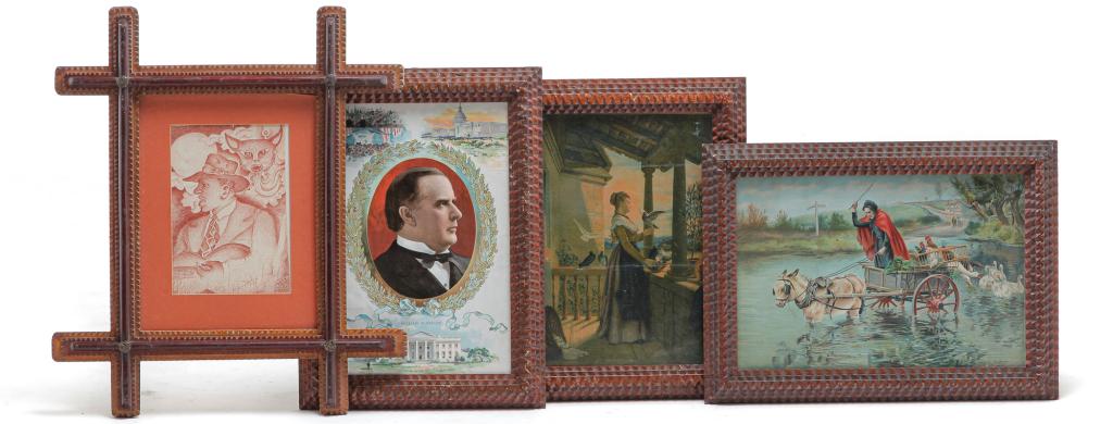 FOUR AMERICAN TRAMP ART FRAMES. (1 of 6)