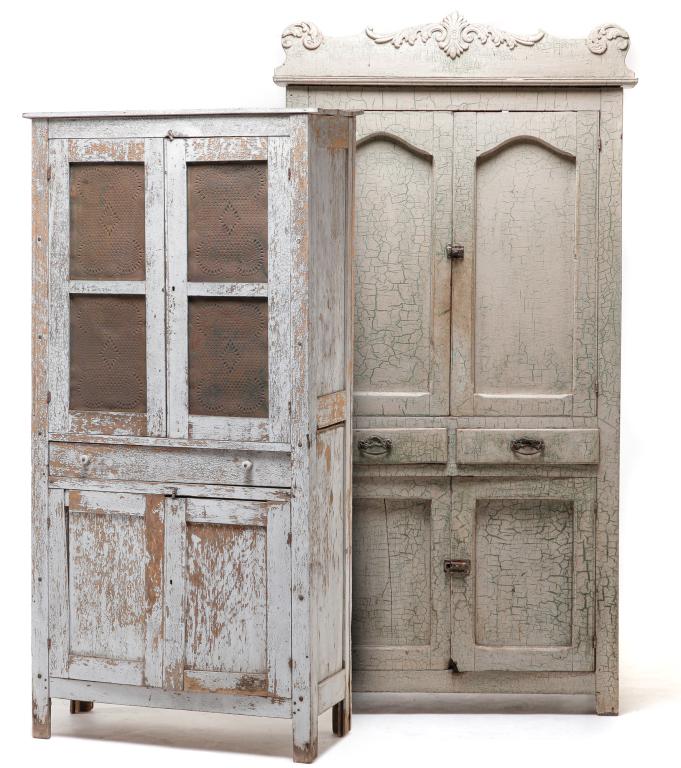 TWO AMERICAN FLAT WALL CUPBOARDS. (1 of 11)