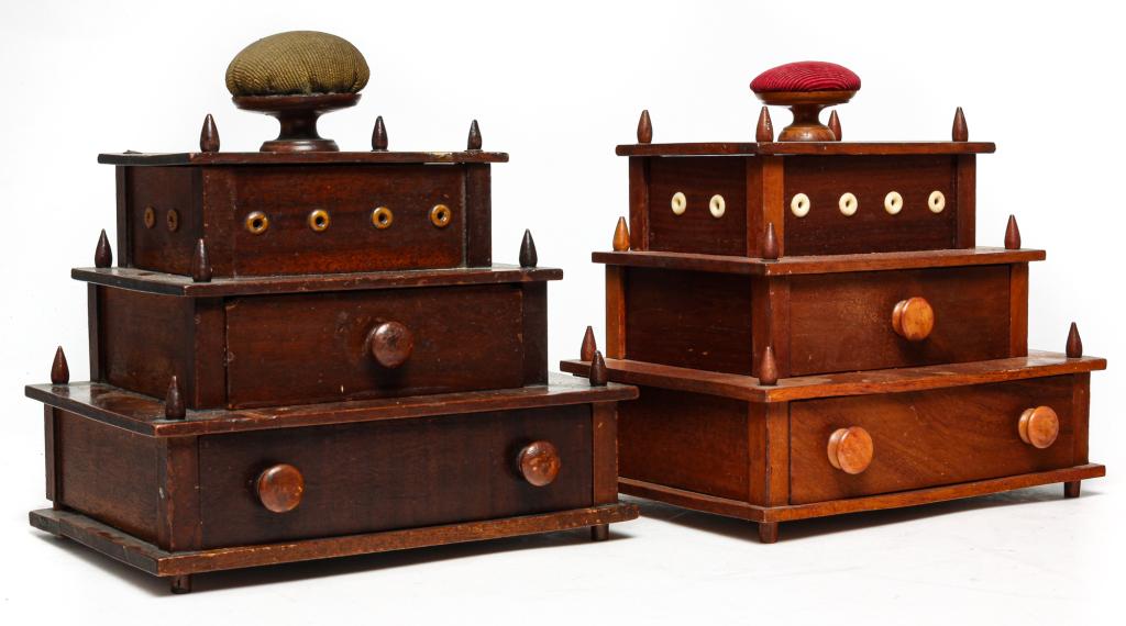 TWO AMERICAN SEWING CADDIES. (1 of 6)