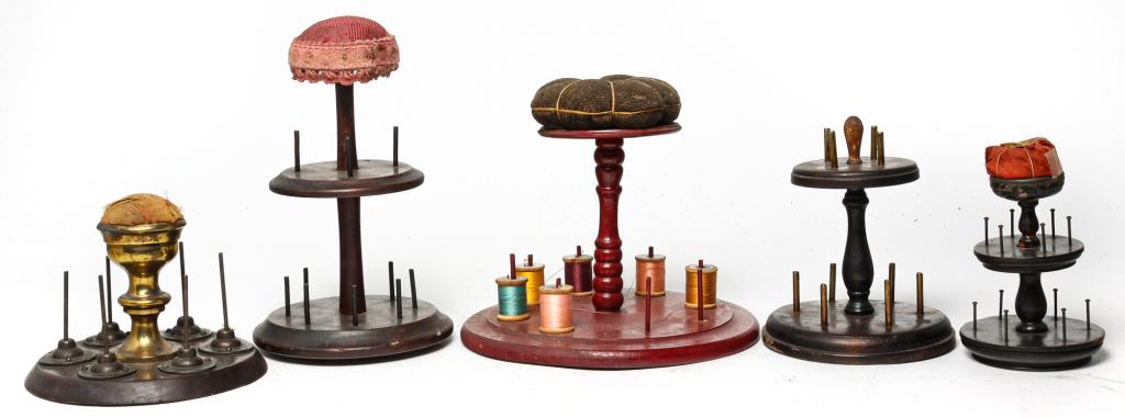 FIVE AMERICAN SPOOL CADDIES. (1 of 4)