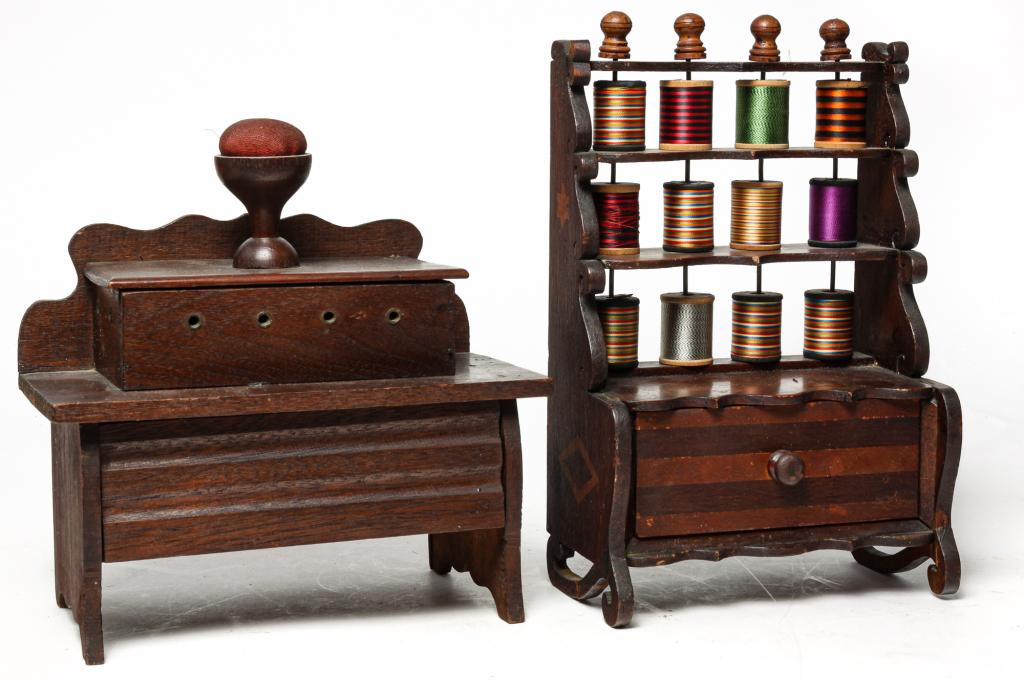 TWO AMERICAN SEWING CADDIES. (1 of 6)