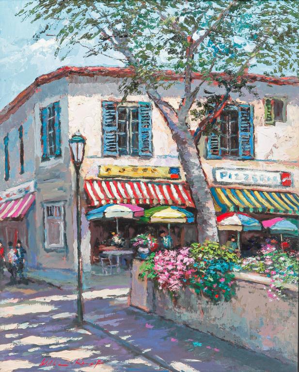 WILLIAM RENGIFO OIL ON CANVAS STREETSCAPE. (1 of 4)