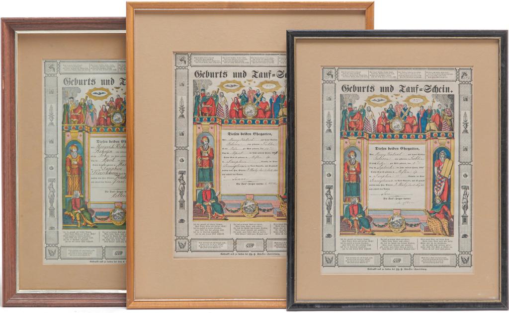 THREE GERMAN AMERICAN PRINTED FRAKTUR. (1 of 5)