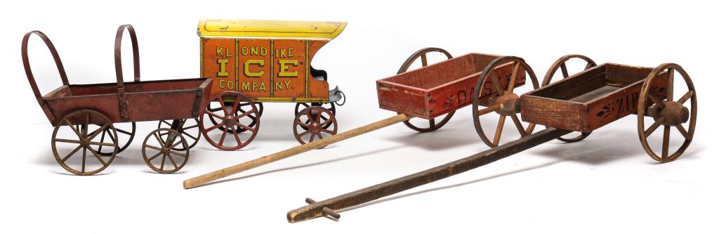 FOUR AMERICAN TOY WAGONS. (1 of 5)