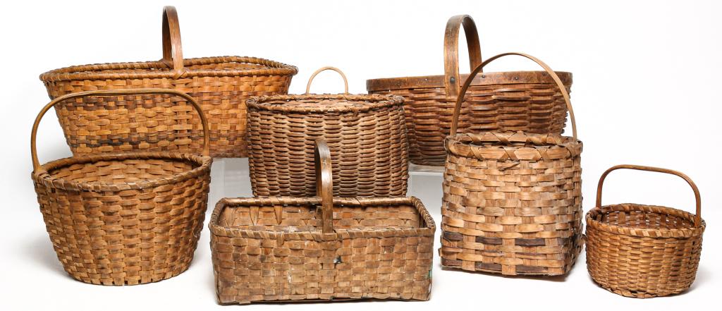 SEVEN AMERICAN SPLINT BASKETS. (1 of 3)