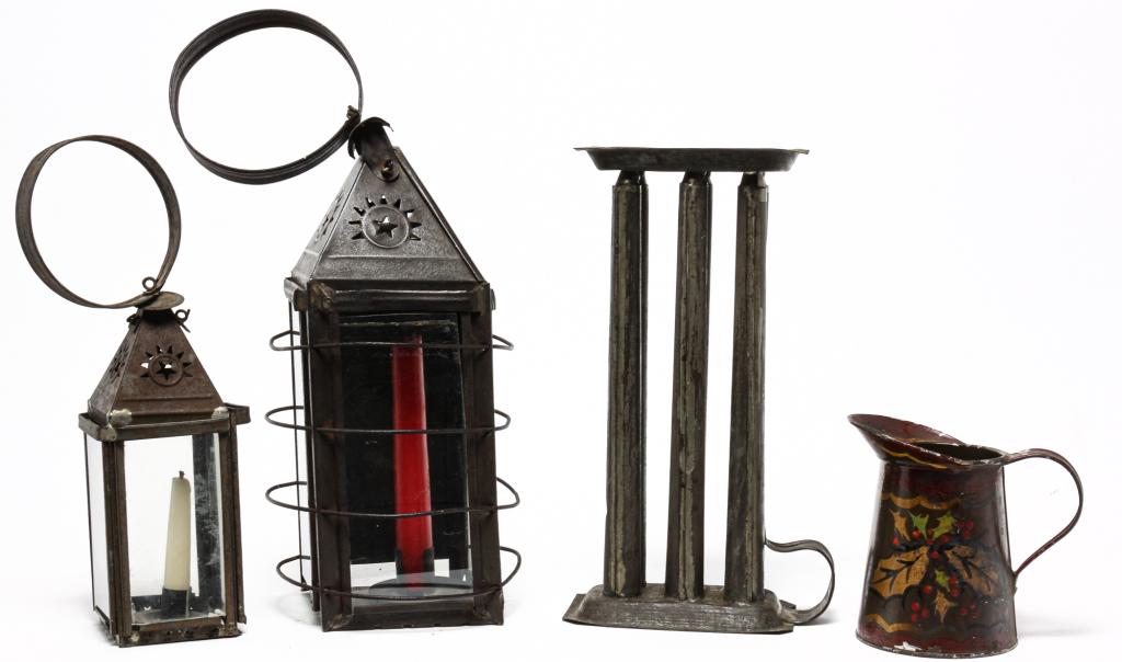 FOUR PIECES OF AMERICAN TIN. (1 of 8)