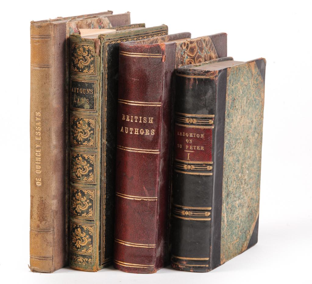 FOUR LEATHER BOUND BOOKS. (1 of 5)