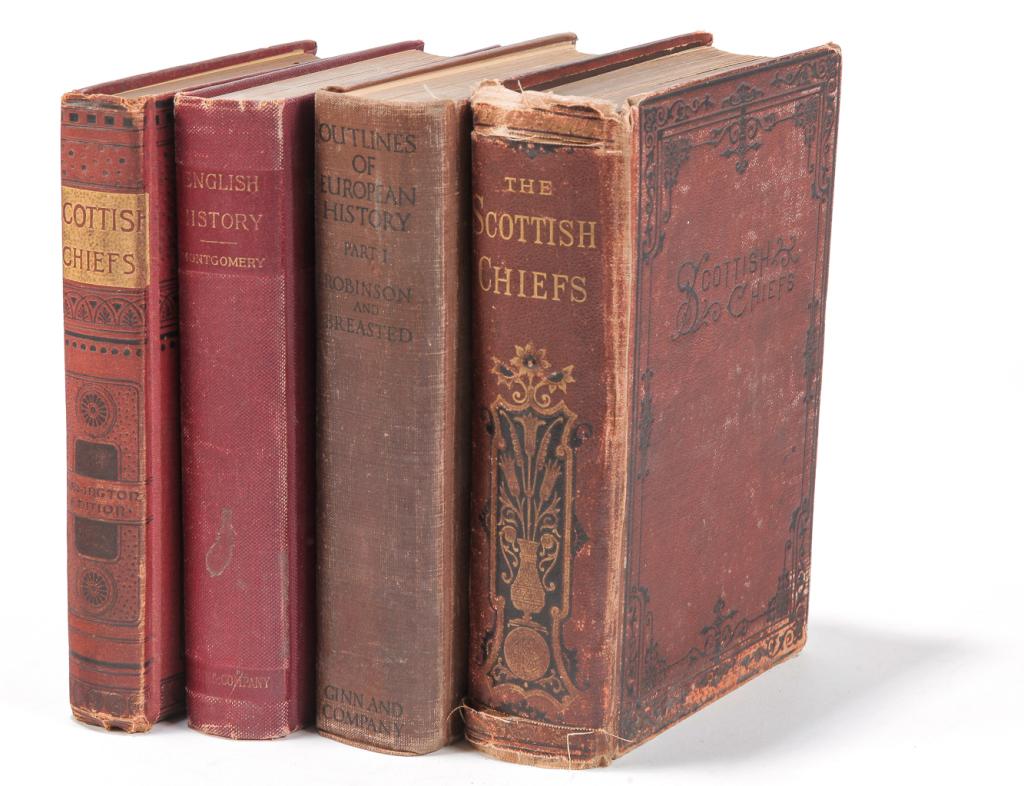 FOUR BOOKS ON EUROPEAN HISTORY.: "The Scottish Chiefs, A Romance", by Miss Jane Porter. Published by Hurst & Co. in New York. "The Leading Facts of English History", by D. H. Montgomery. Published by Ginn & Company in Boston, 1901. "