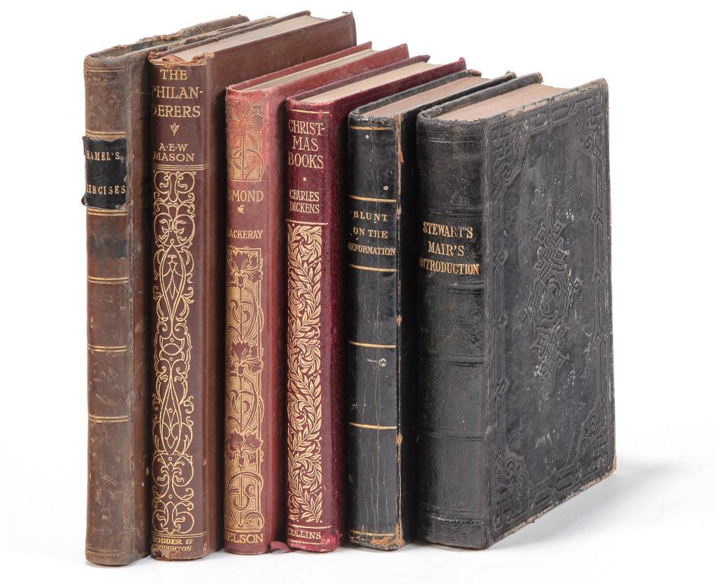 SIX VARIOUS LEATHER BOUND BOOKSINCLUDING DICKENS. (1 of 8)