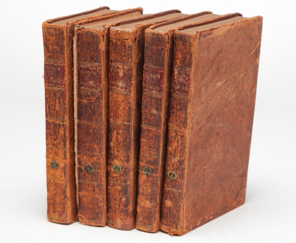 FIVE VOLUMES OF THE WORKS OF ALEXANDER POPE 1809. (1 of 7)