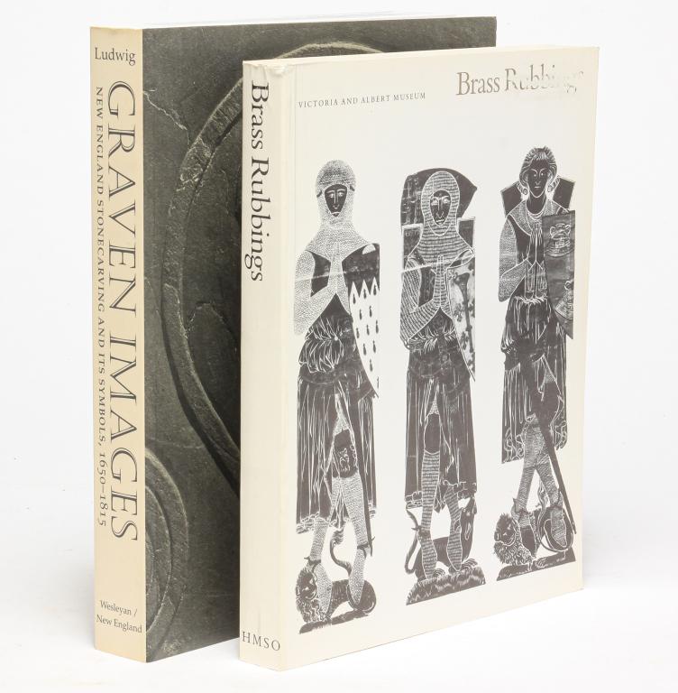 TWO BOOKS "GRAVEN IMAGES" AND RUBBINGS. (1 of 4)