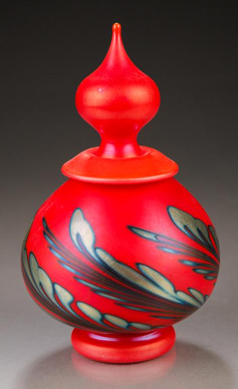 CHARLES LOTTON RED GLASS PERFUME. (1 of 3)