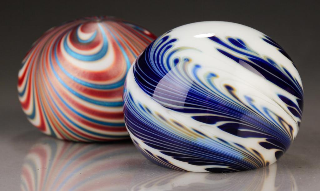 TWO LOTTON GLASS PAPERWEIGHTS. (1 of 4)