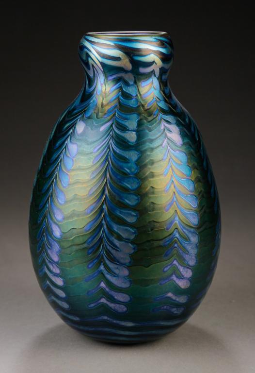CHARLES LOTTON GLASS VASE. (1 of 3)
