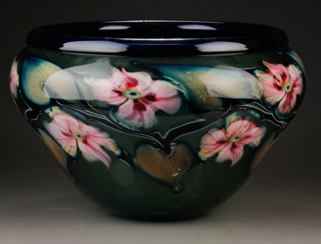 CHARLES LOTTON GLASS VASE. (1 of 2)