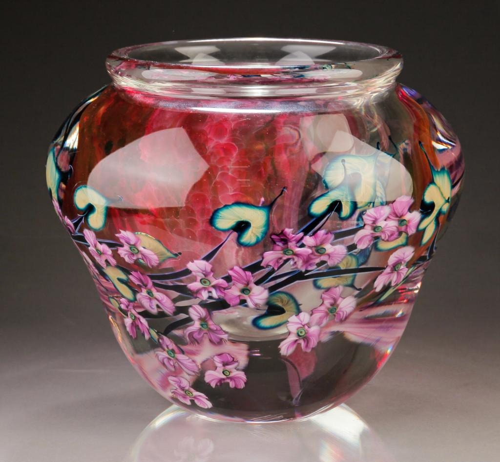 JOHN LOTTON PAPERWEIGHT TYPE GLASS VASE. (1 of 3)