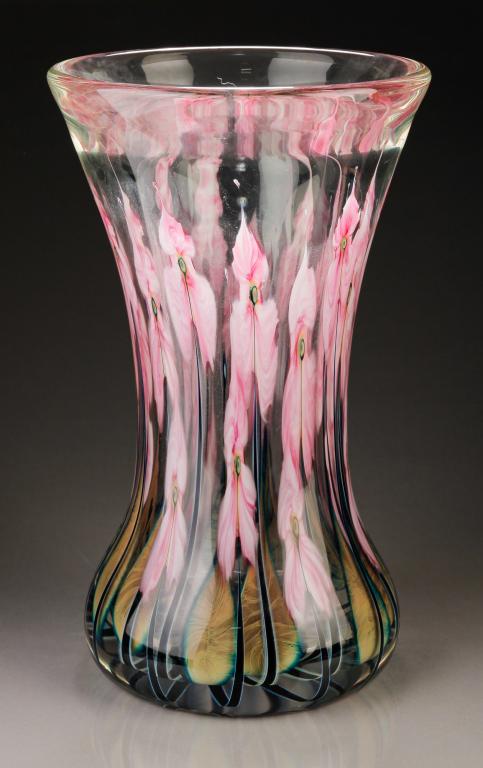 JOHN LOTTON GLASS VASE. (1 of 3)