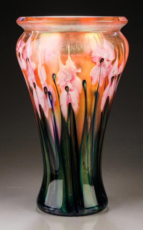 JOHN LOTTON GLASS VASE. (1 of 2)