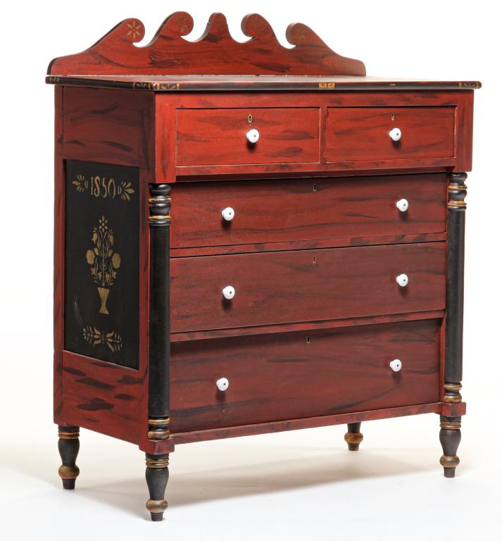AMERICAN TRANSITIONAL CHEST OF DRAWERS. (1 of 7)