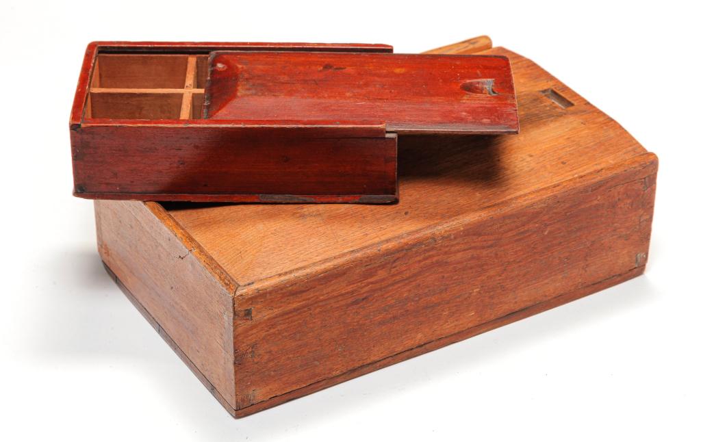 TWO AMERICAN SLIDE LID BOXES. (1 of 5)