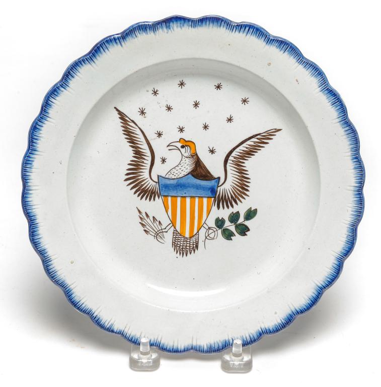 ENGLISH LEEDSWARE EAGLE PLATE. (1 of 2)