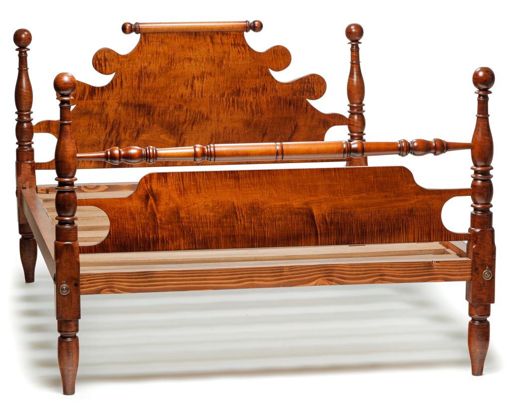 DAVID T. SMITH TIGER MAPLE QUEEN SIZE BED. (1 of 3)