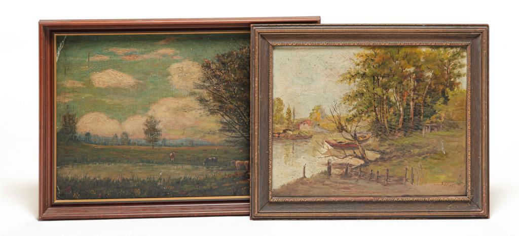 TWO SIGNED LANDSCAPES. (1 of 6)