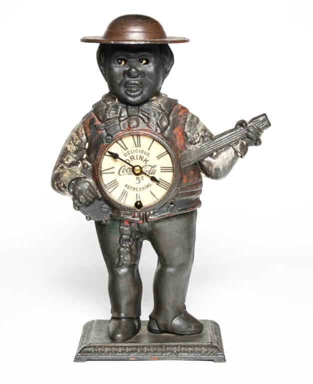 AMERICAN AFRICAN AMERICAN BANJO PLAYER CLOCK. (1 of 7)
