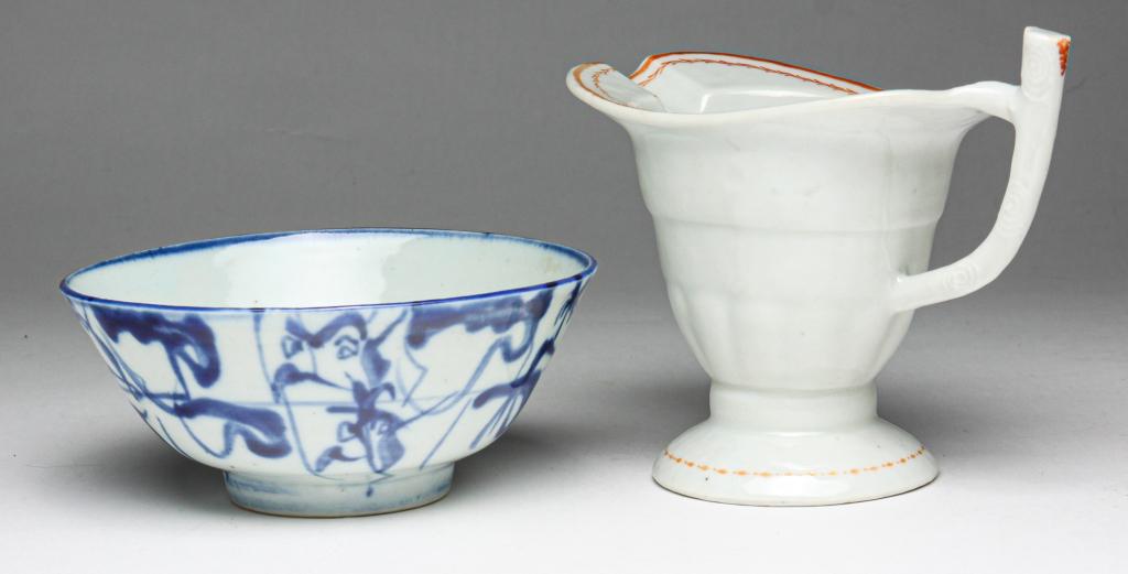 CHINESE BOWL AND EXPORT HELMET CREAMER. (1 of 5)