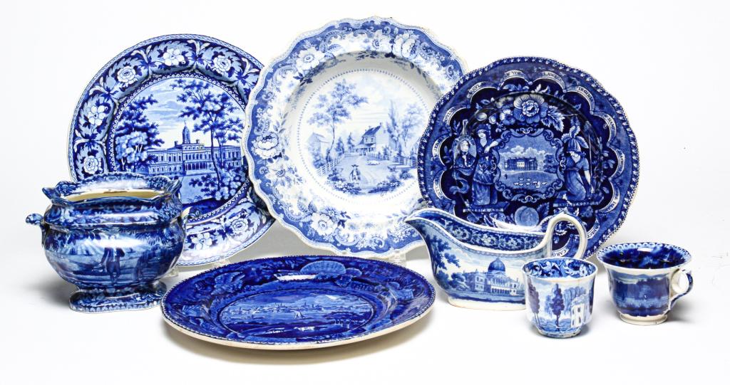 EIGHT HISTORICAL BLUE STAFFORDSHIRE PIECES. (1 of 11)