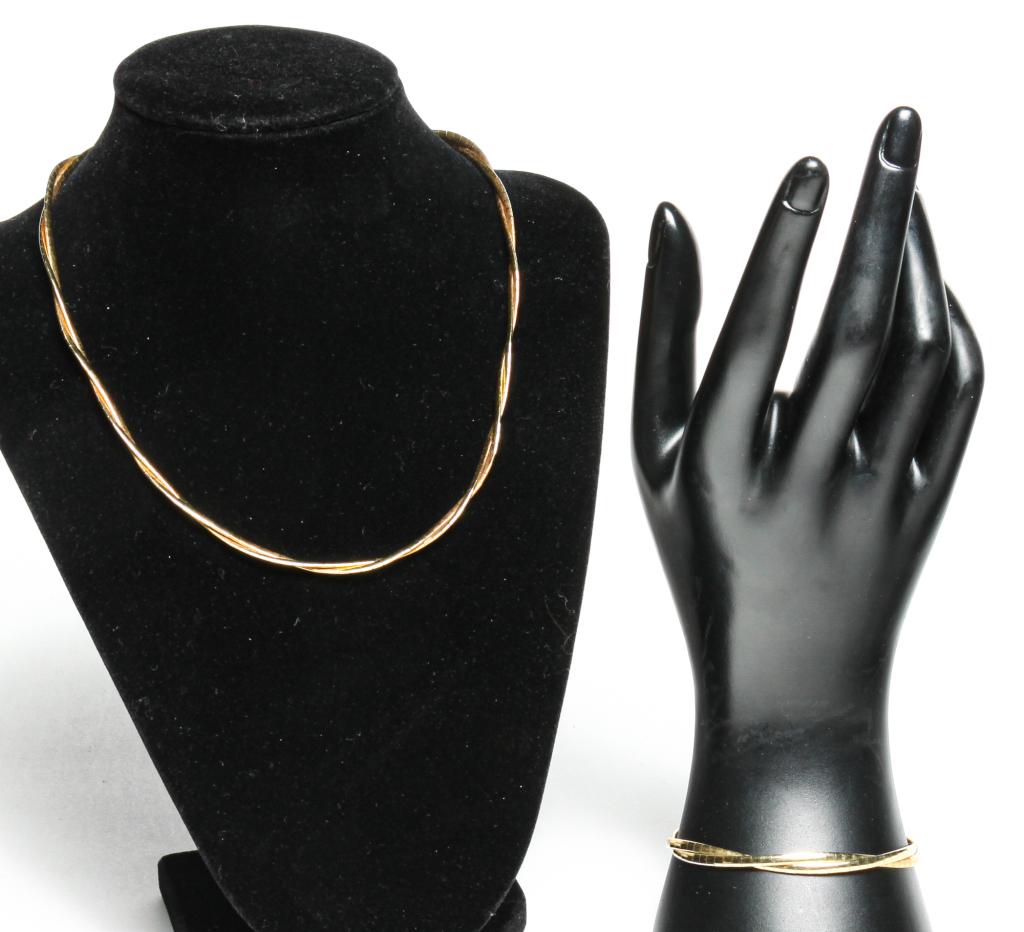 14K ITALIAN DOUBLE TWISTED NECKLACE & BRACELET. (1 of 3)