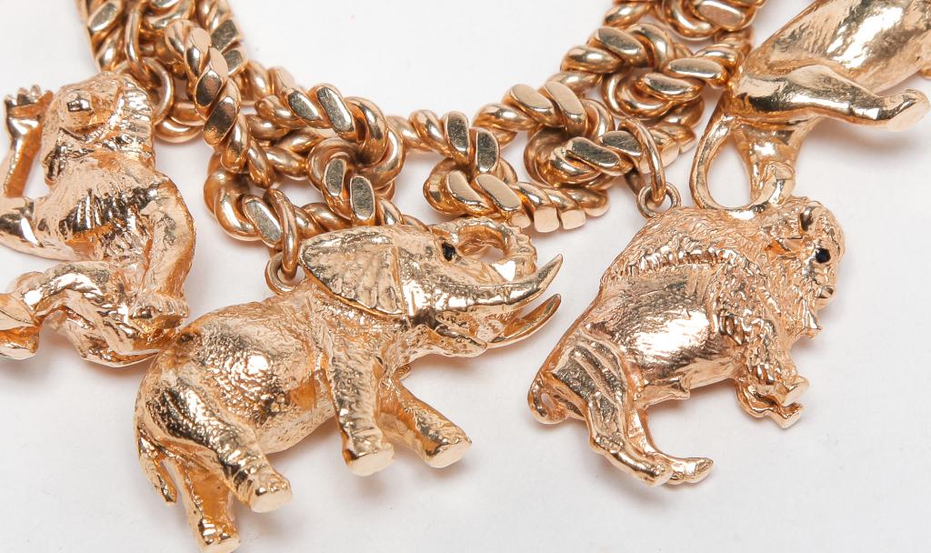 14K GOLD HEAVY CHARM BRACELET - ANIMAL THEME. (1 of 4)