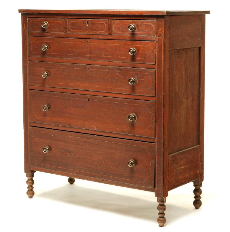 AMERICAN SHERATON CHEST OF DRAWERS. (1 of 7)