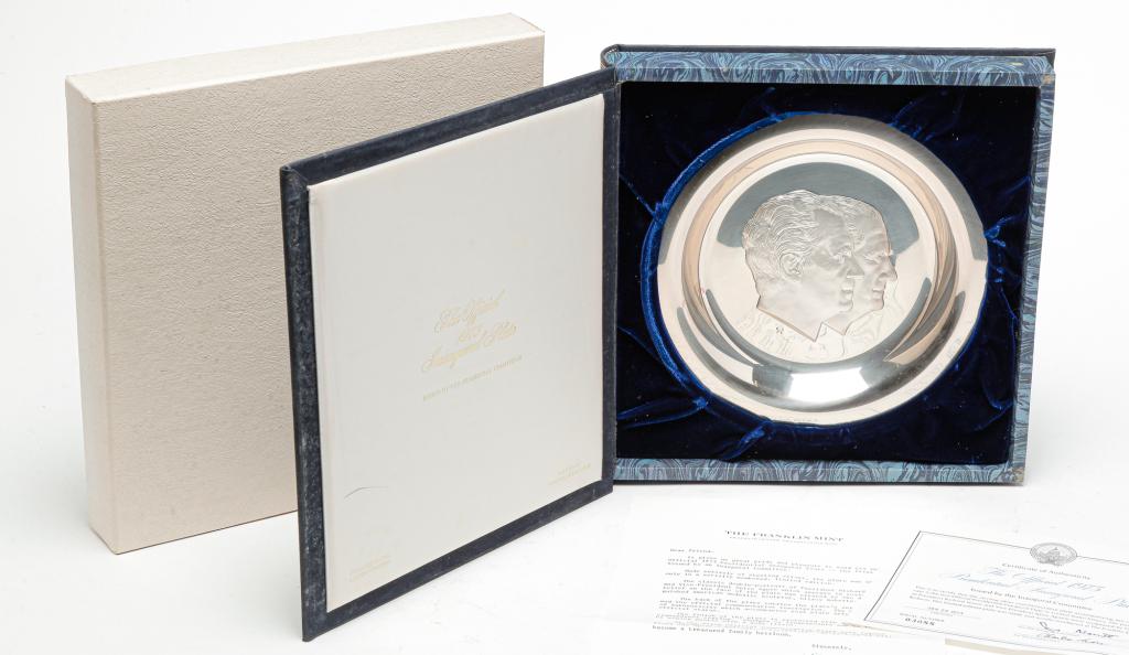 FRANKLIN MINT NIXON/AGNEW STERLING PLATE. (1 of 4)