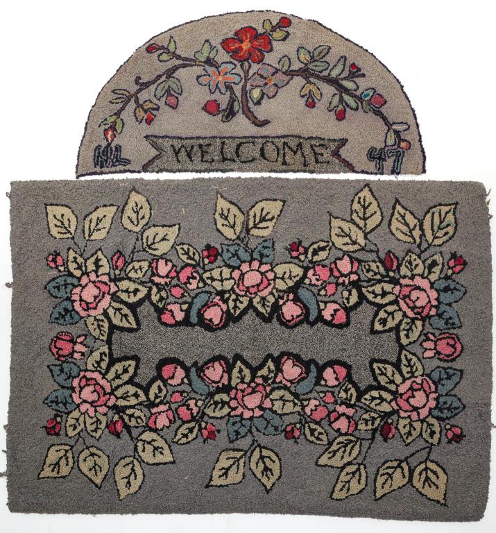TWO AMERICAN HOOKED RUGS. (1 of 5)