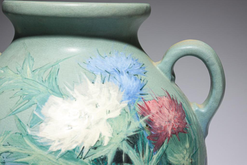 WELLER HUDSON VASE BY HESTER PILLSBURY. (1 of 4)