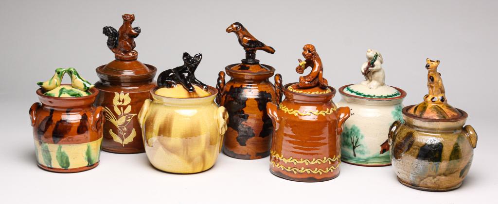 SEVEN TURTLECREEK REDWARE JARS. (1 of 7)