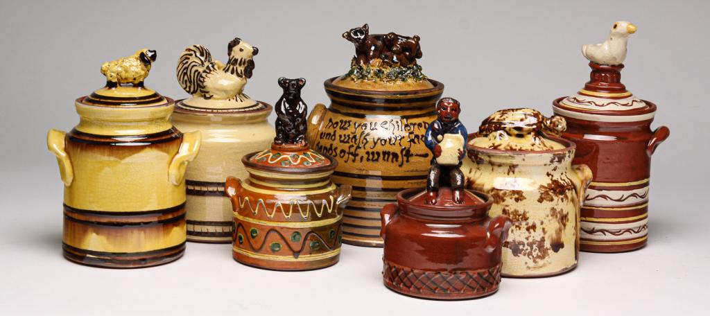 SEVEN TURTLECREEK REDWARE JARS. (1 of 7)