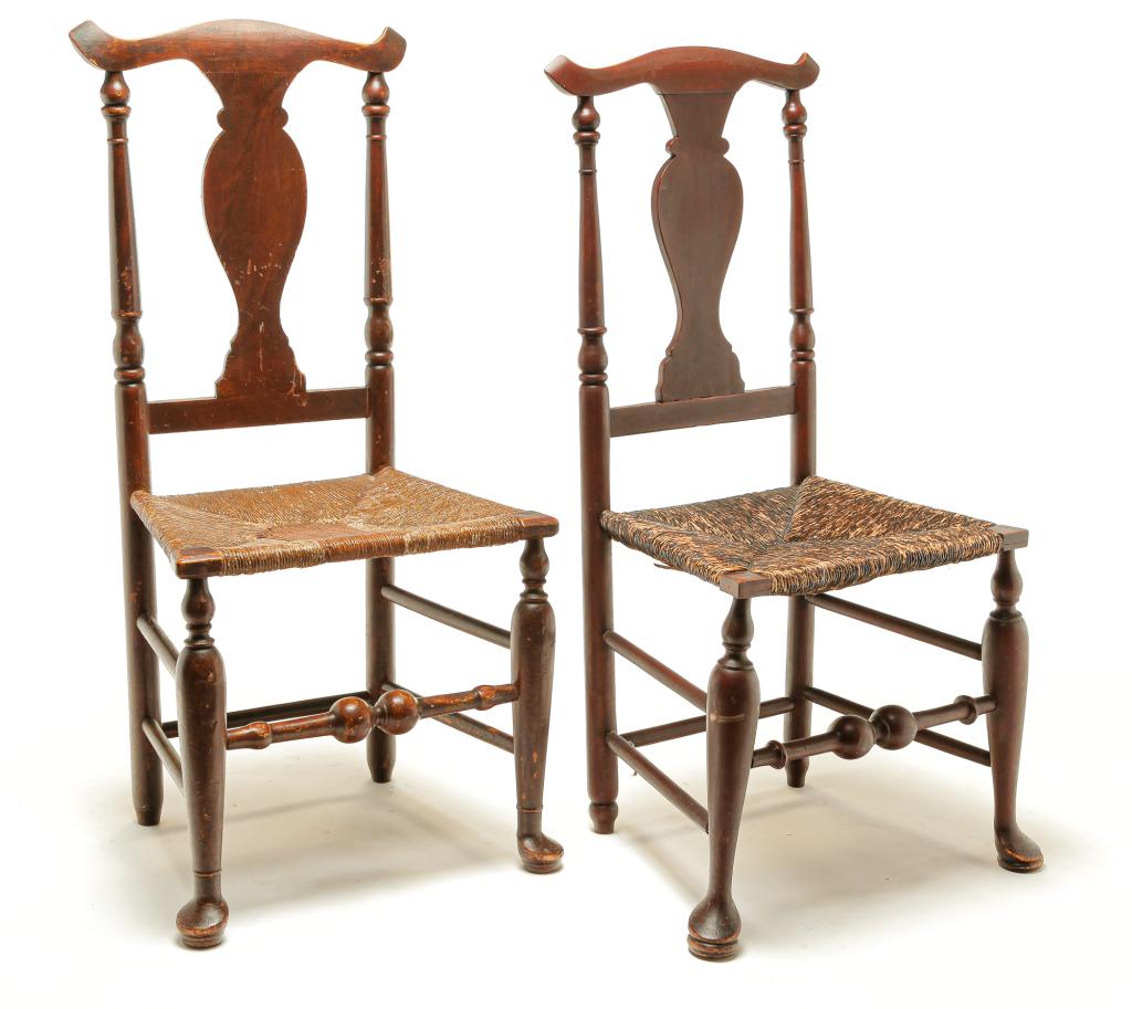 NEAR PAIR OF QUEEN ANNE SIDE CHAIRS. (1 of 4)